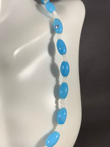 Vintage Necklace Blue Wound Glass Beads 32 Inch