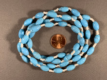 Load image into Gallery viewer, Vintage Necklace Blue Wound Glass Beads 32 Inch