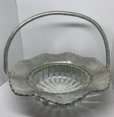 Farber & Shlevin Hand Wrought Etched Aluminum Glass Basket Dish