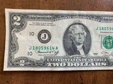 Load image into Gallery viewer, 1976 $2 Dollar Bill Federal Reserve Note J18059