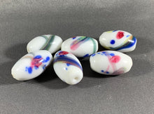 Load image into Gallery viewer, 6 White Glass Floral Beads Loose